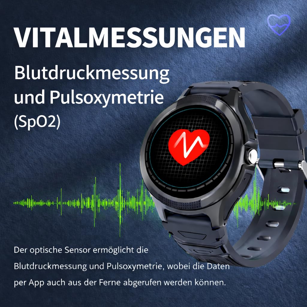 Seniorenuhr NC120S 4G mit Sturzerkennung, Vitalmessung, SOS-Notruf & GPS-Tracking