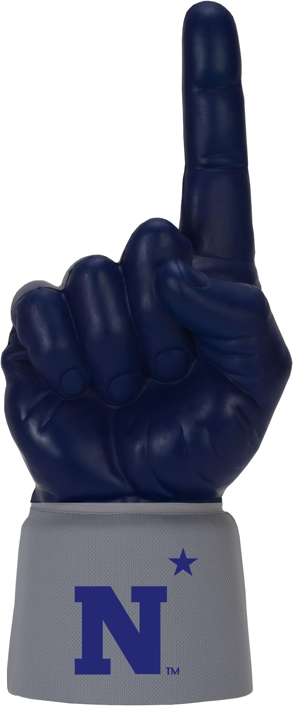 NCAA Navy Licensed Foam Finger with Jersey Sleeve, Navy/Silver