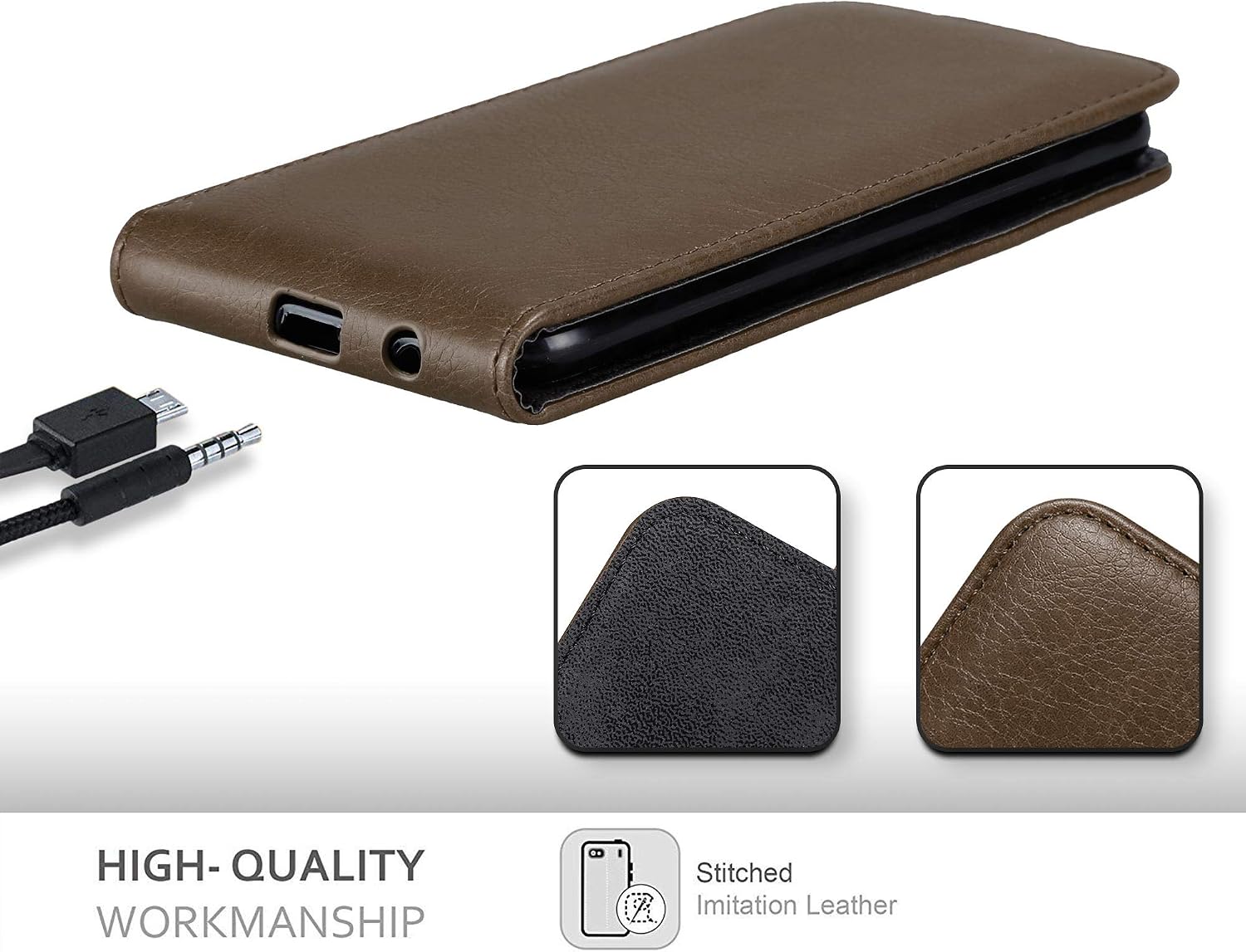 Cadorabo Case works with Motorola MOTO Z2 PLAY in COFFEE BROWN - Flip Style Case with Magnetic Closure - Wallet Etui Cover Pouch PU Leather Flip - Image 4