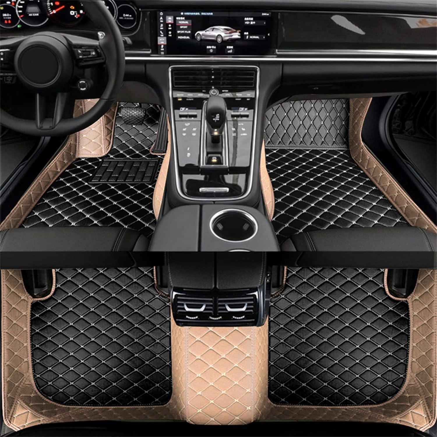 8X-Speed Car Floor Mats for Jeep Wrangler JL 2017-Present 2door Car Carpets Rug Lines PU Leather Floor Liner Black Beige