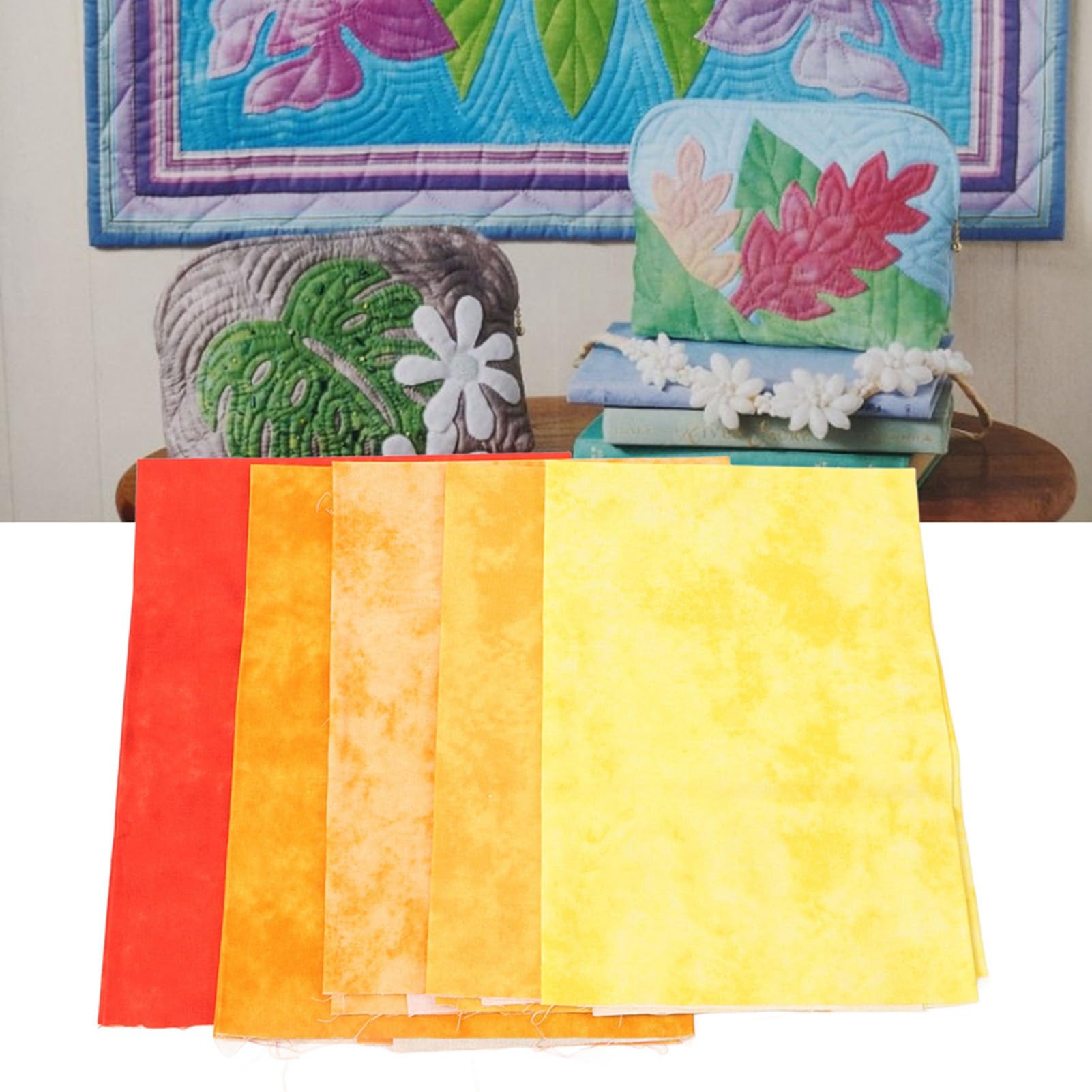 5PCS Smudge Dyed Cotton Quilting Fabric, 19.7x17.7in Precut Soft Cloth Bundle - Image 4
