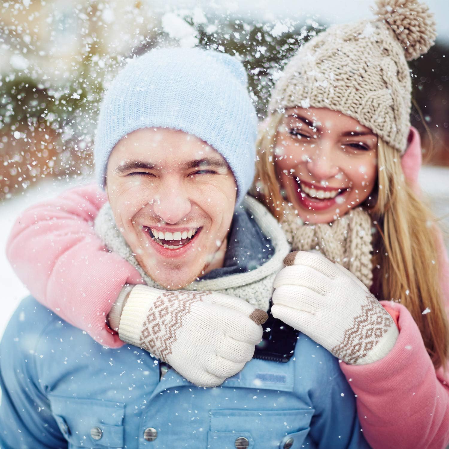 4 Pairs Winter Knit Touchscreen Gloves with Full Hand 10 Finger Touch Accuracy Windproof Anti Slip Mittens Warm Fleece Knit Lined Elastic Winter Texting Gloves for Women Men - Image 5