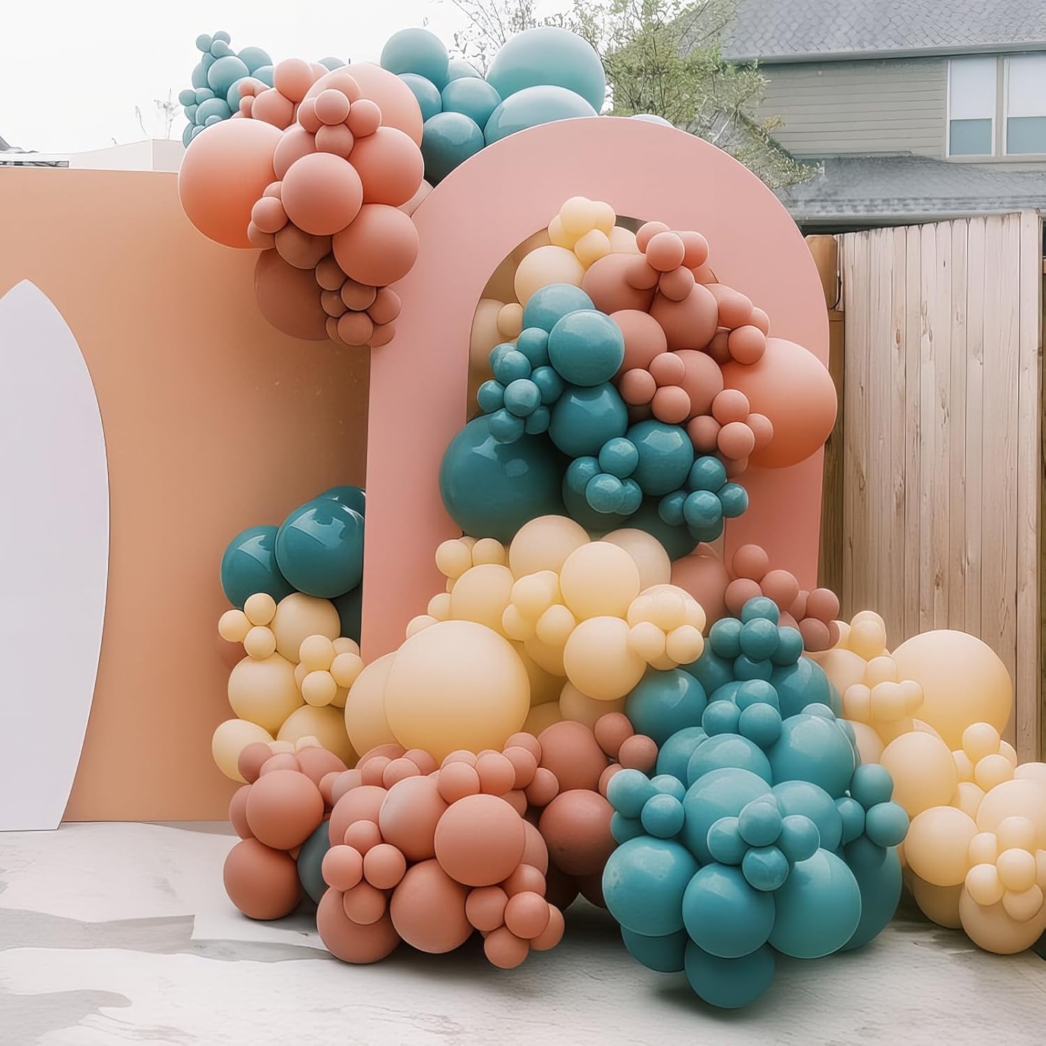 Boho Rainbow Balloons 60 Pcs Retro Teal Blue Blush Pink Dark Light Orange Yellow Sage Green Dusty Blue Balloon Colorful Balloons for Thanksgiving Fall Autumn Baby Shower Decor Safari Birthday - Image 4