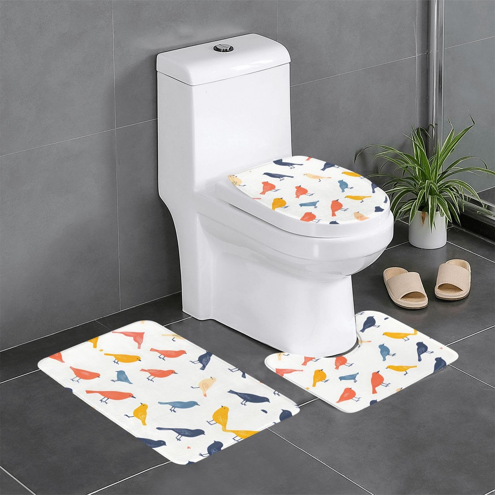 Tapis de salle de bain antidérapants haut de gamme avec motifs oiseaux élégants