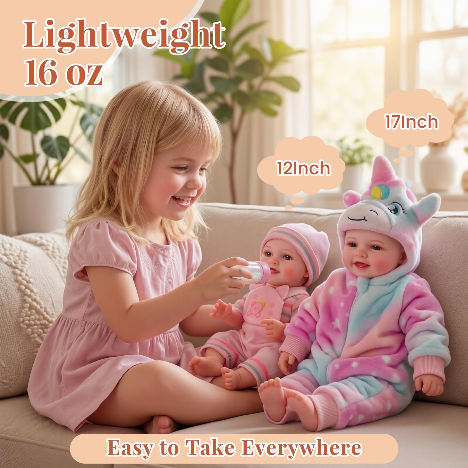 BABESIDE 12 Inch Baby Doll, Realistic Baby Dolls Girl Real Life Toys Full Vinyl with Accessorries for 3+ Kids Lifelike Gifts Collection