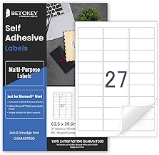 100 Sheets of A4 Stickers, 27 Round Corner Labels per Sheet, Self-Adhesive Labels for Inkjet & Laser Printers, 63 mm x 29 mm