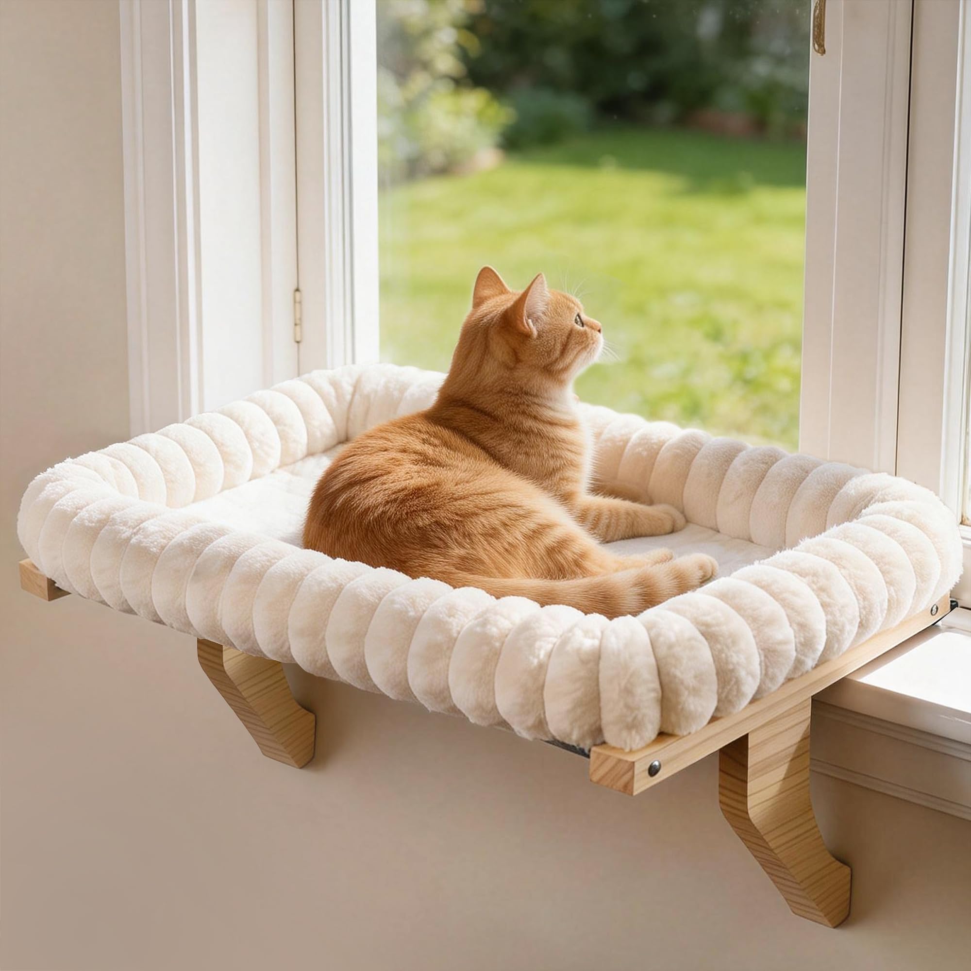 Zoratoo Cloud-Soft Wooden Cat Window Sill Perch