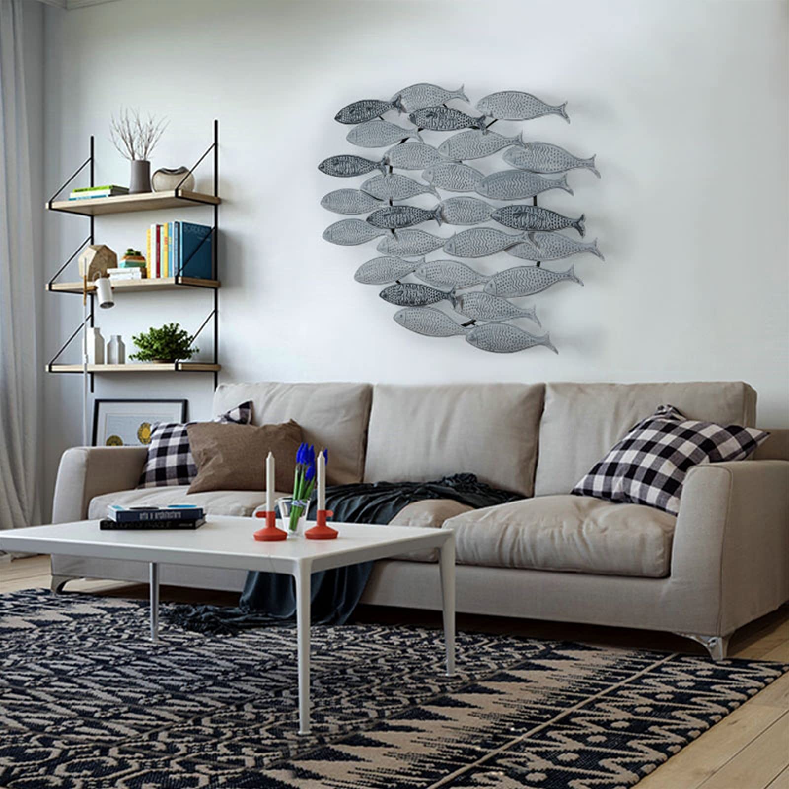 Decorazione Murale A Forma Di Pesce In Metallo, Decorazione Da Parete Con Silhouette Per Casa Camera Da Letto Soggiorno Ufficio 91516488