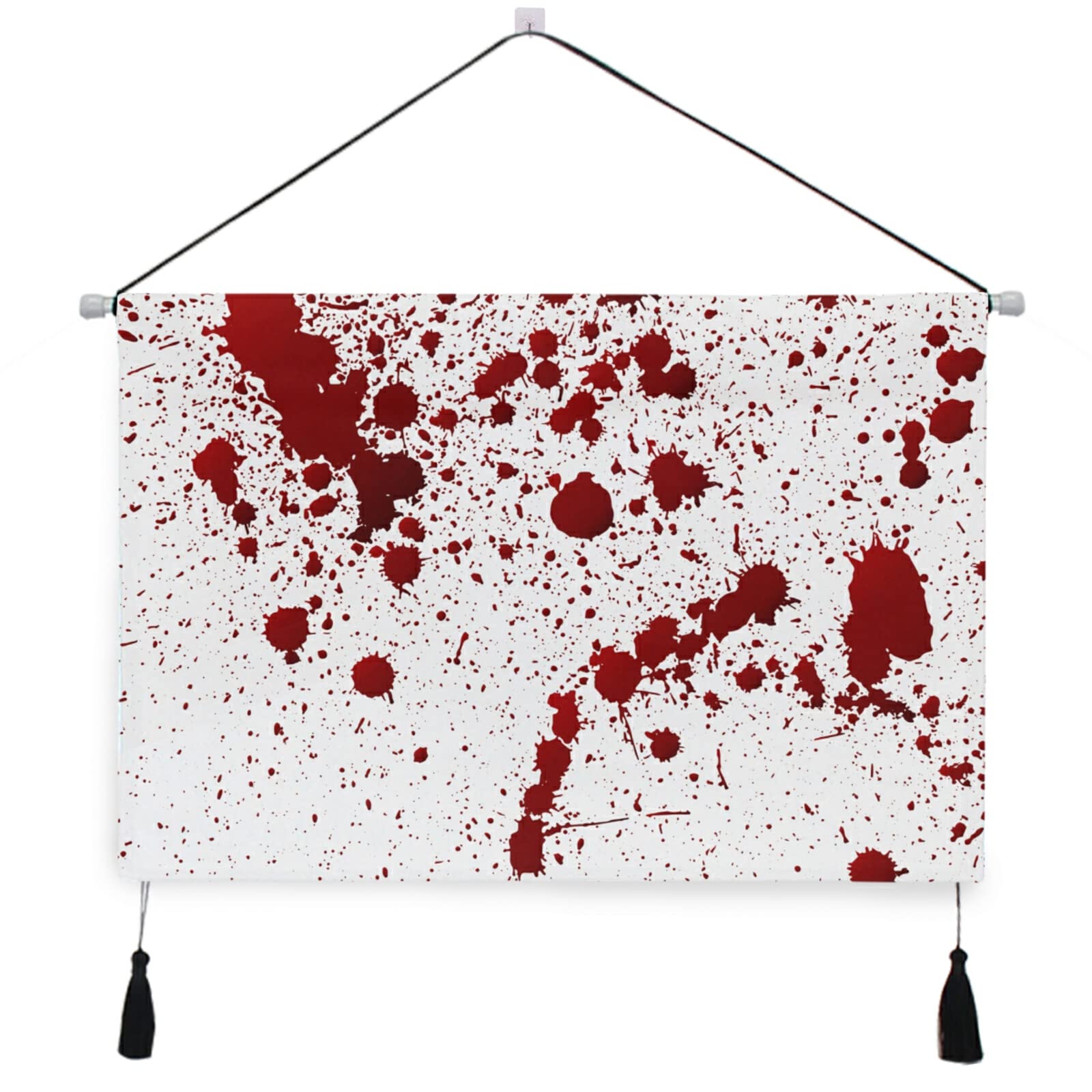 Red Blood Ink Splatter Spots Stains Isolated on White Canvas Wall Art, Print Hanging Painting Poster, Artwork Ready to Hang 17.5"x24.5" Home Art Bedroom Living Room Decor