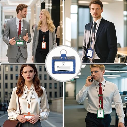 Vista 107 de Boshiho. Funda vertical, de piel, para tarjeta de identificación con cordón resistente., Bolso