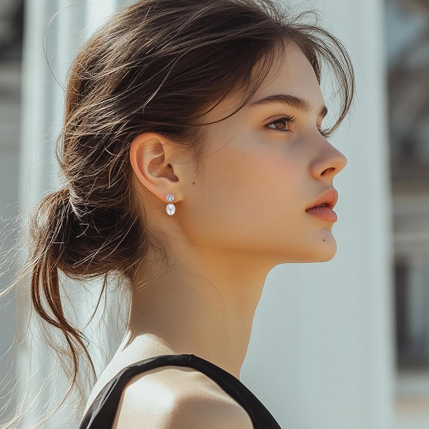 YAMI Pearl Drop & Dangle Earrings, Freshwater/Saltwater Cultured Pearl Baroque, 925 Sterling Silver Earrings with Cubic Zirconia, Hypoallergenic Jewelry Gifts for Women, 2 Ways to Wear - Image 2