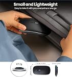 Souris sans fil GLOBAL TECH LED, souris silencieuse rechargeable slim à double mode (BT & 2,4G), souris optique sans fil portable avec récepteur USB pour portable, PC, ordinateur, iPad, tablettes, MacBook (Noir)