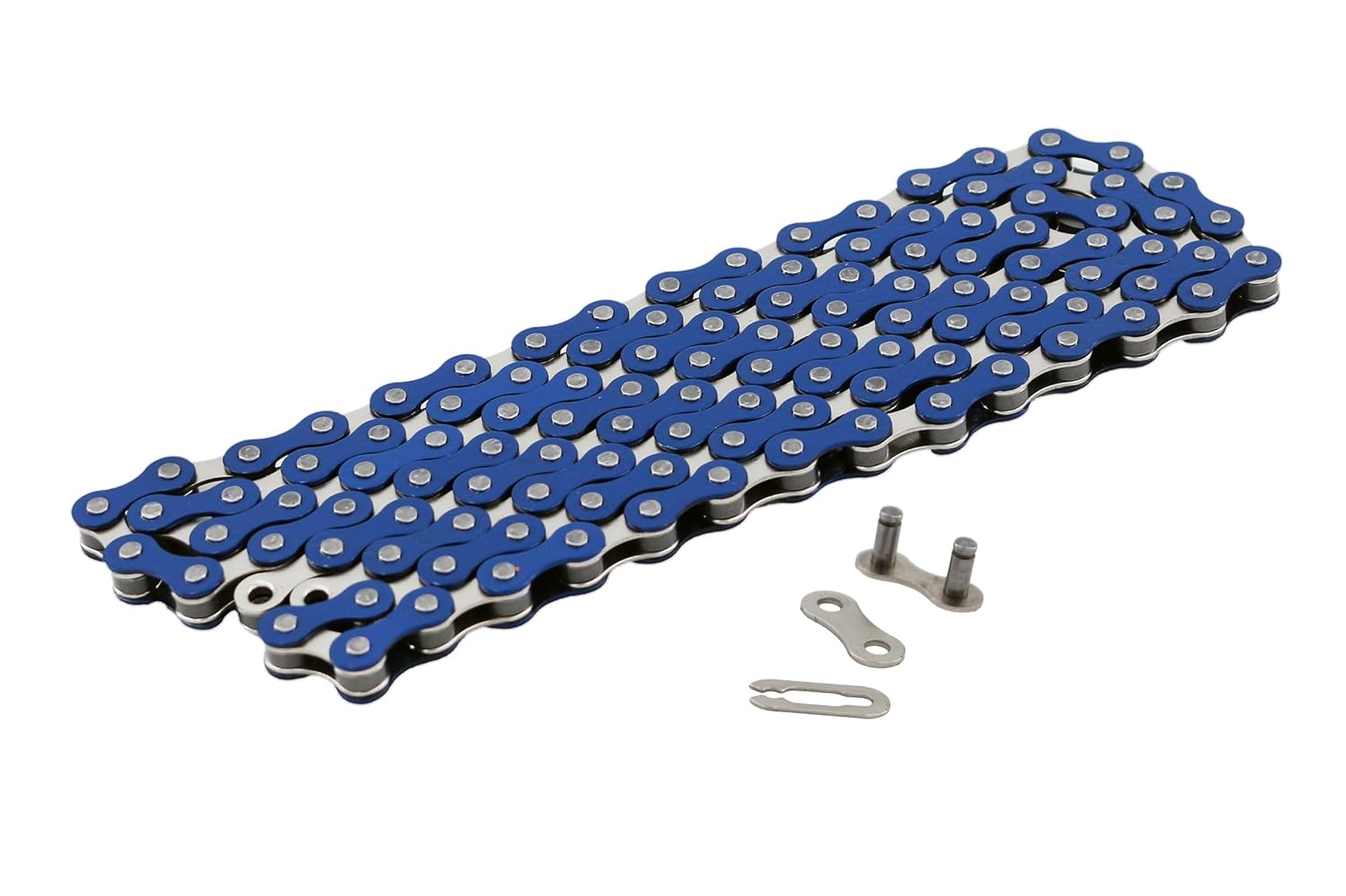 Bicycle Chain, 116 Links, 1/2 x 1/8 inches, Steel Single Speed with Magic Buckle, for Fixed Gear Bikes, Commuter Bikes, MTB (Blue)