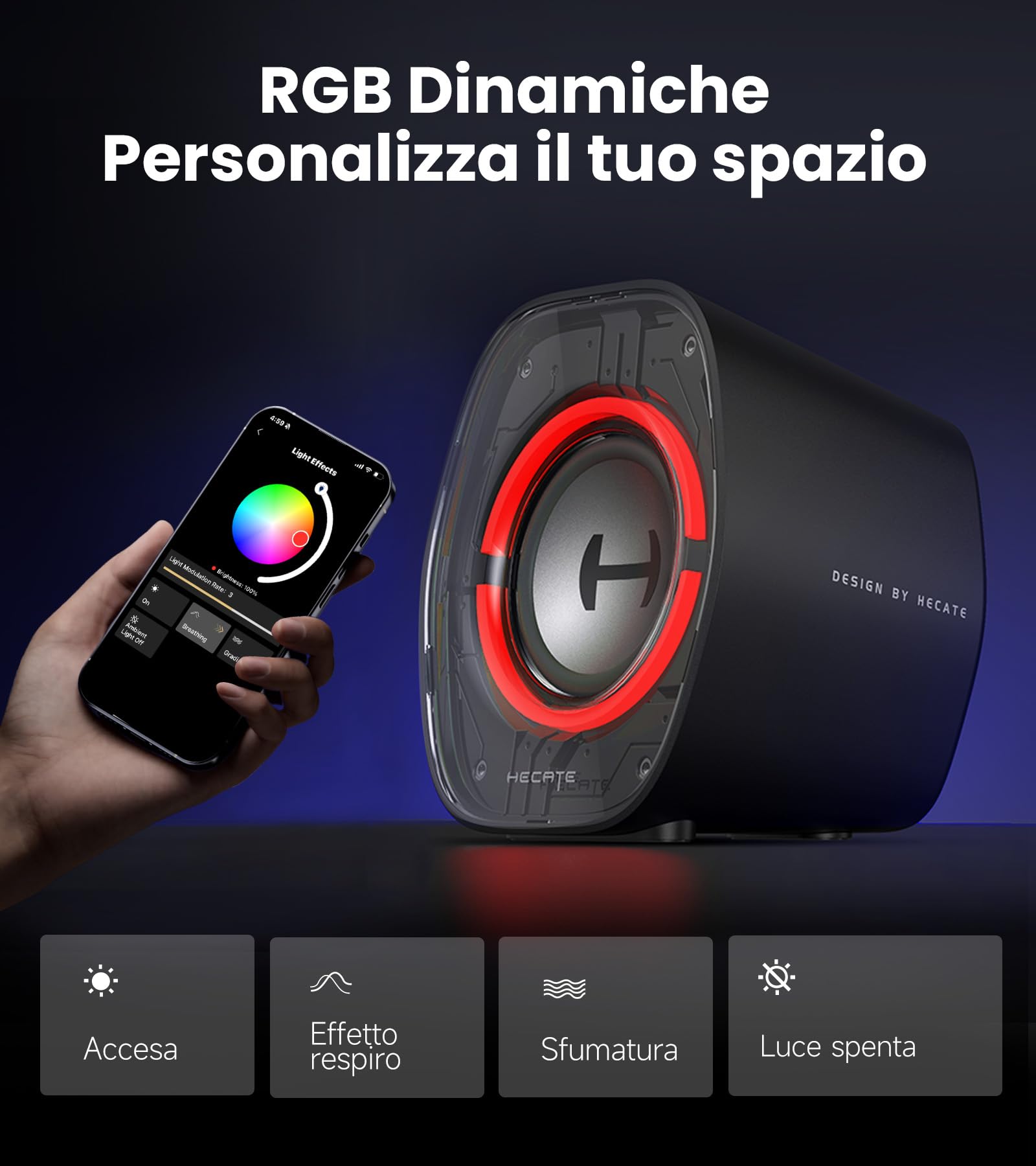 Edifier G1000 II Casse per Computer Gaming, Driver Full-Range da 2,5 Pollici con Bassi Potenziati, Bluetooth 5.4 via USB-C/AUX, 9 Modalità RGB Dinamiche, Compatte per PC/PS5/Switch (Nero)