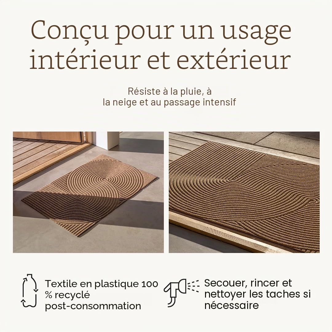 Paillasson d'entrée en sable, tapis d'entrée d'intérieur et d'extérieur imperméable, décoration d'intérieur scandinave moderne, antidérapant, paillasson d'automne, tapis lavable de 61 x 91 cm