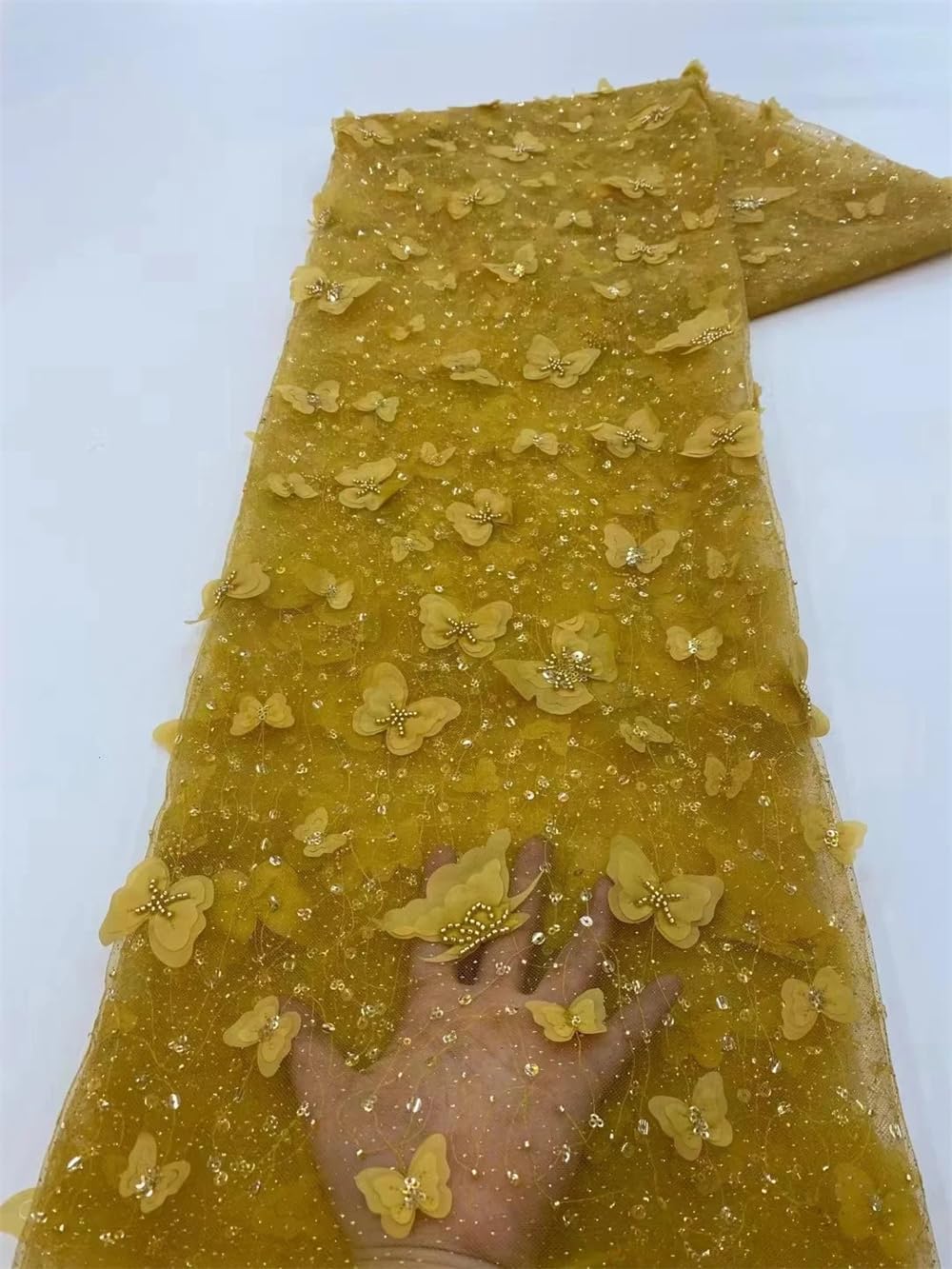 African Beaded Lace Fabric Nigerian Applique French Tulle Fabric for Wedding Sewing Lace Fabric XY09-4 5 Yards#120cm