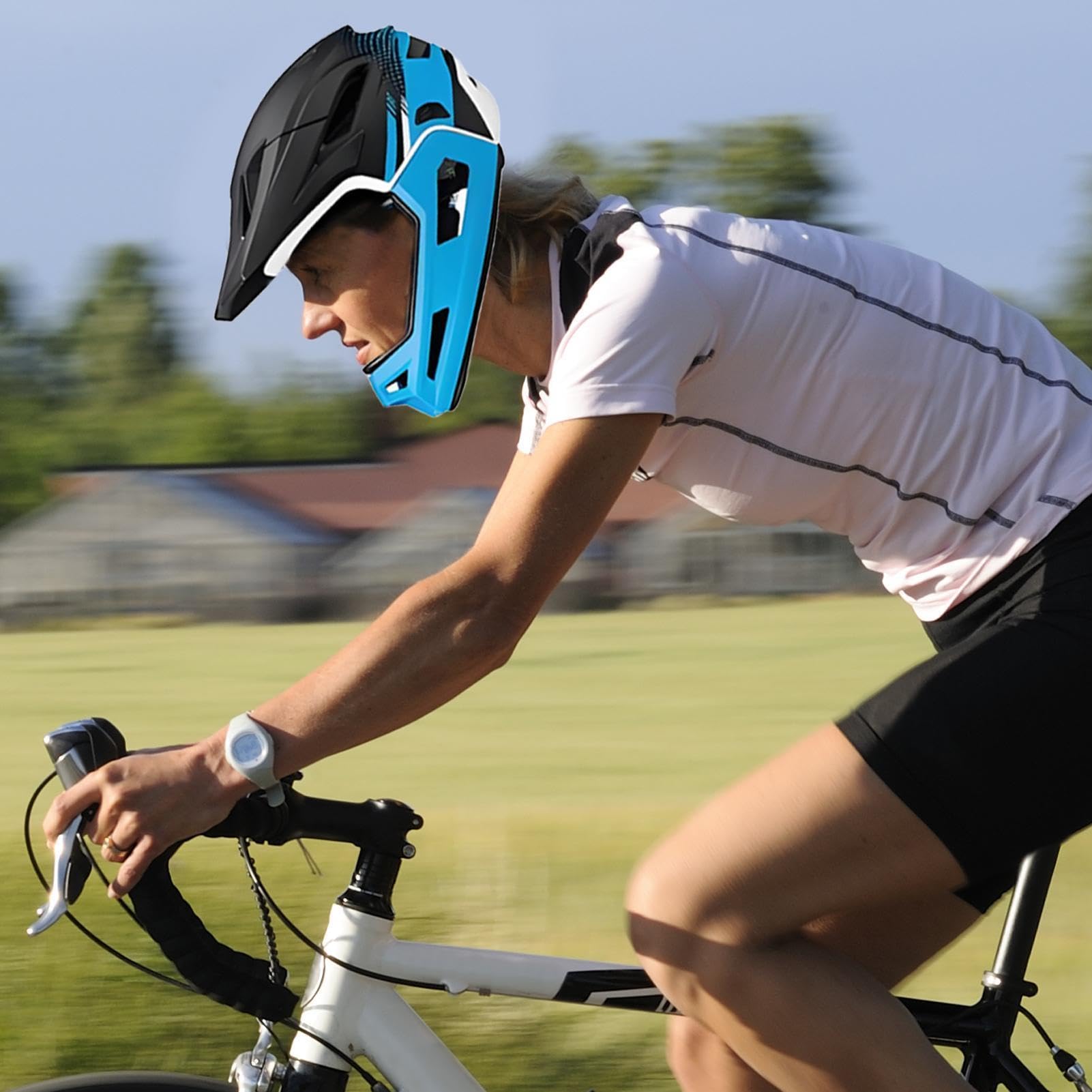 Kask górski na całą twarz – kask górski dla dorosłych mężczyzn i kobiet, regulowany kask rowerowy z wentylacją | dla dorosłych, kierowców, początkujących i zaawansowanych