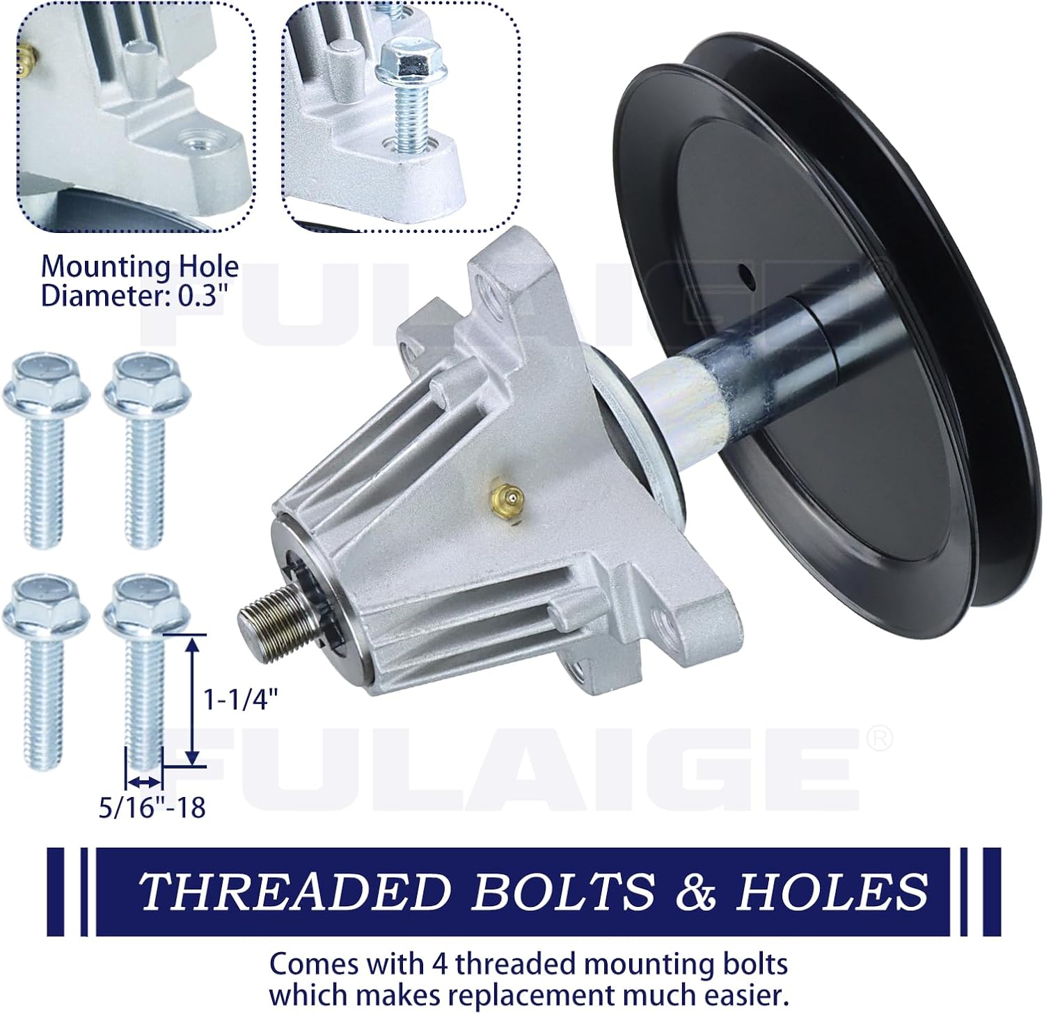 2 Pack 918-05078A Spindle Assembly with 756-04511B 756-05034A Idler Pulley 954-04325 1/2"x124 Belt Replaces 918 05078A 618-05078A for Cub Cadet 46" Rzt L46, Z6400 Rzt S 46 Murray M200-46 Decks