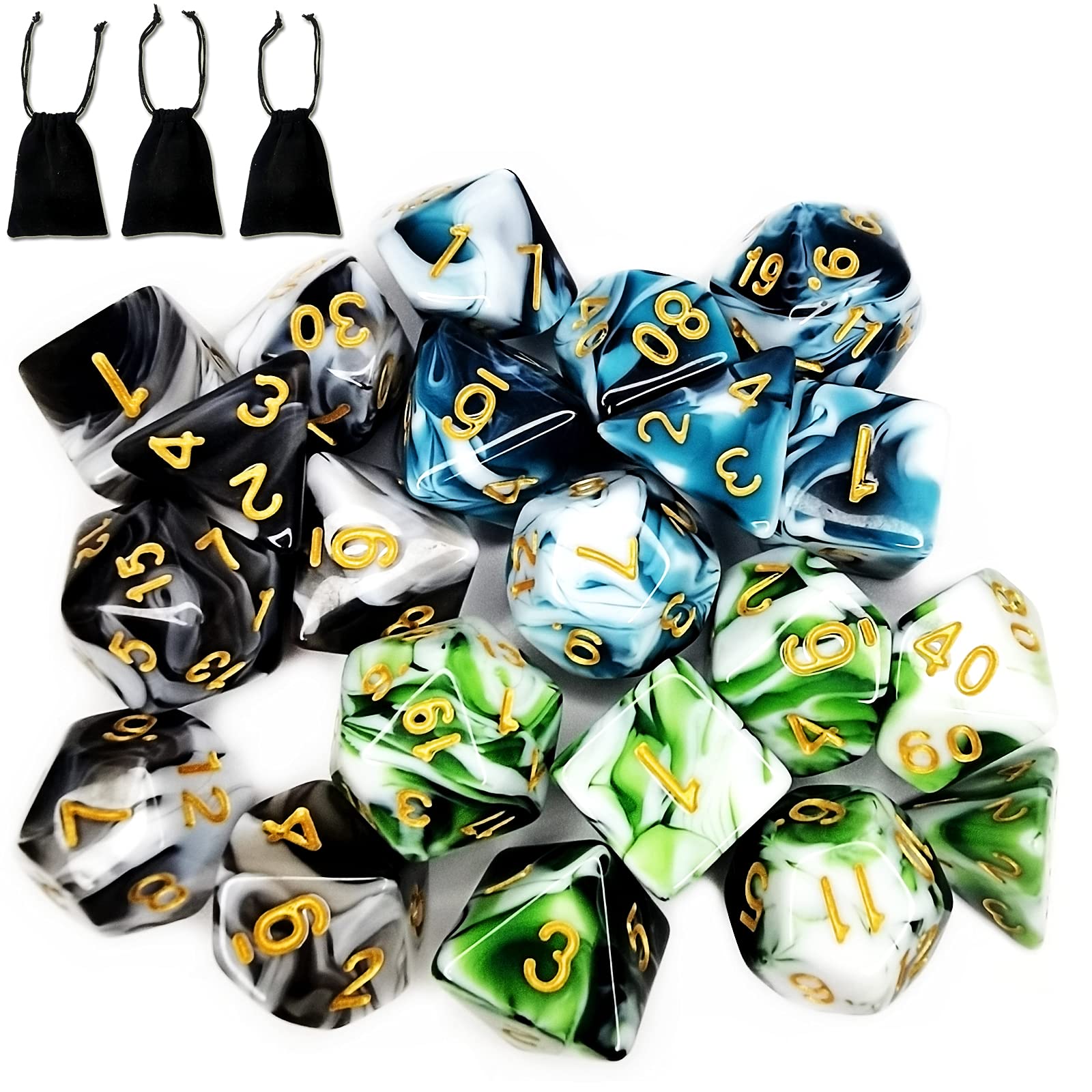 DND Dice Set 3 Sets Polyhedral Dice for Dungeons and Dragons DND Dice TRPG Table Board Roll Playing Games
