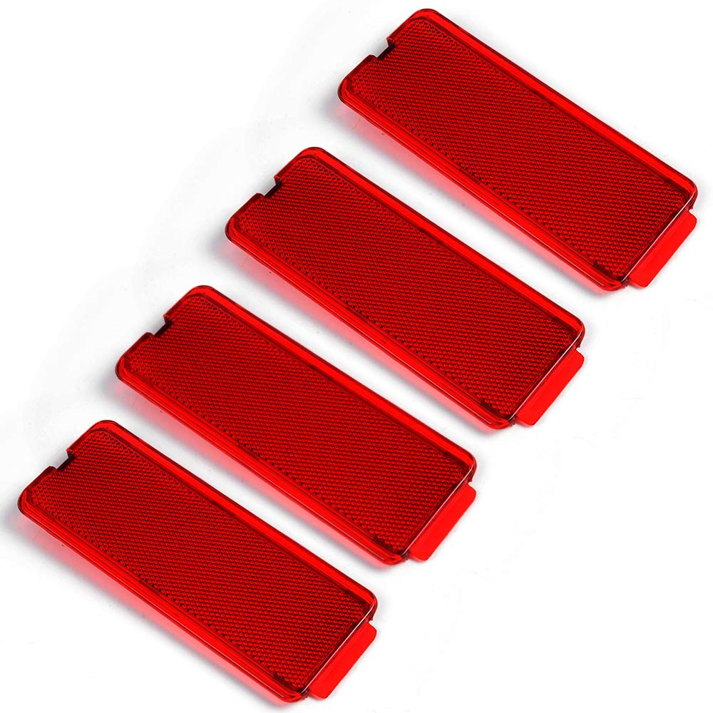 GRAND ORANGE 4 Premium Door Reflectors Interior Compatible with 1999-2007 Ford F250 F350 F450 F550 Super Duty/ 2000-2005 Excursion F81Z-2523820-AA Reflector Assembly Red