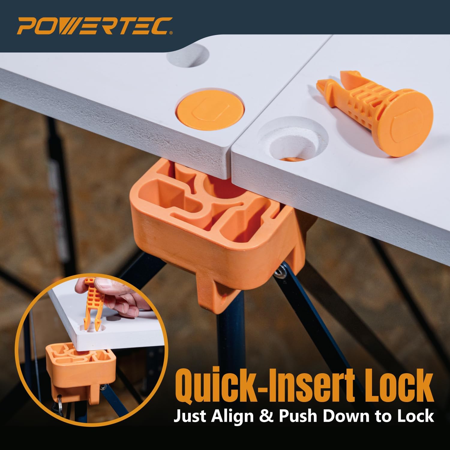 POWERTEC Arachni-Flex 24" x 48" Waterproof PVC Foldable Workbench Tabletop – Portable Work Surface for Wet and Dry Applications with Quick-Insert Locks (72188)