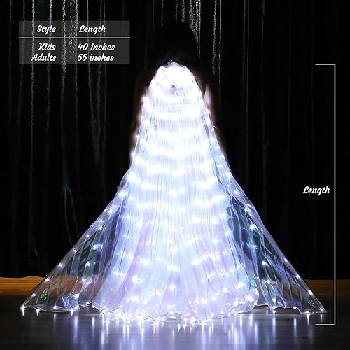 Miniatura 7 de Alas de hadas LED iluminadas para niños y adultos, alas de mariposa multicolor brillantes para fiestas y eventos encantadores (40 pulgadas para