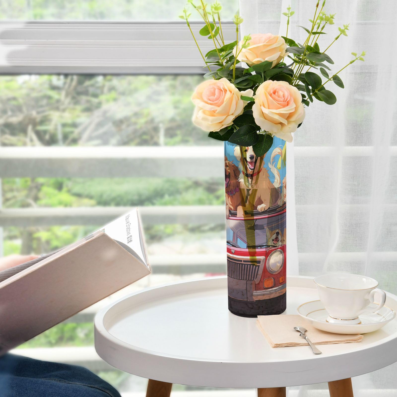Amazon.com: senya Dogs Drive Red Cars Flower Vase for Centerpieces