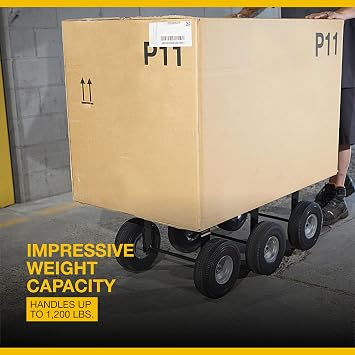 Klutch 6-Wheel All-Terrain Dolly, 1,200-Lb. Capacity | Rough-surface mobility, stable load support, controlled positioning, shop/jobsite use, durable steel construction
