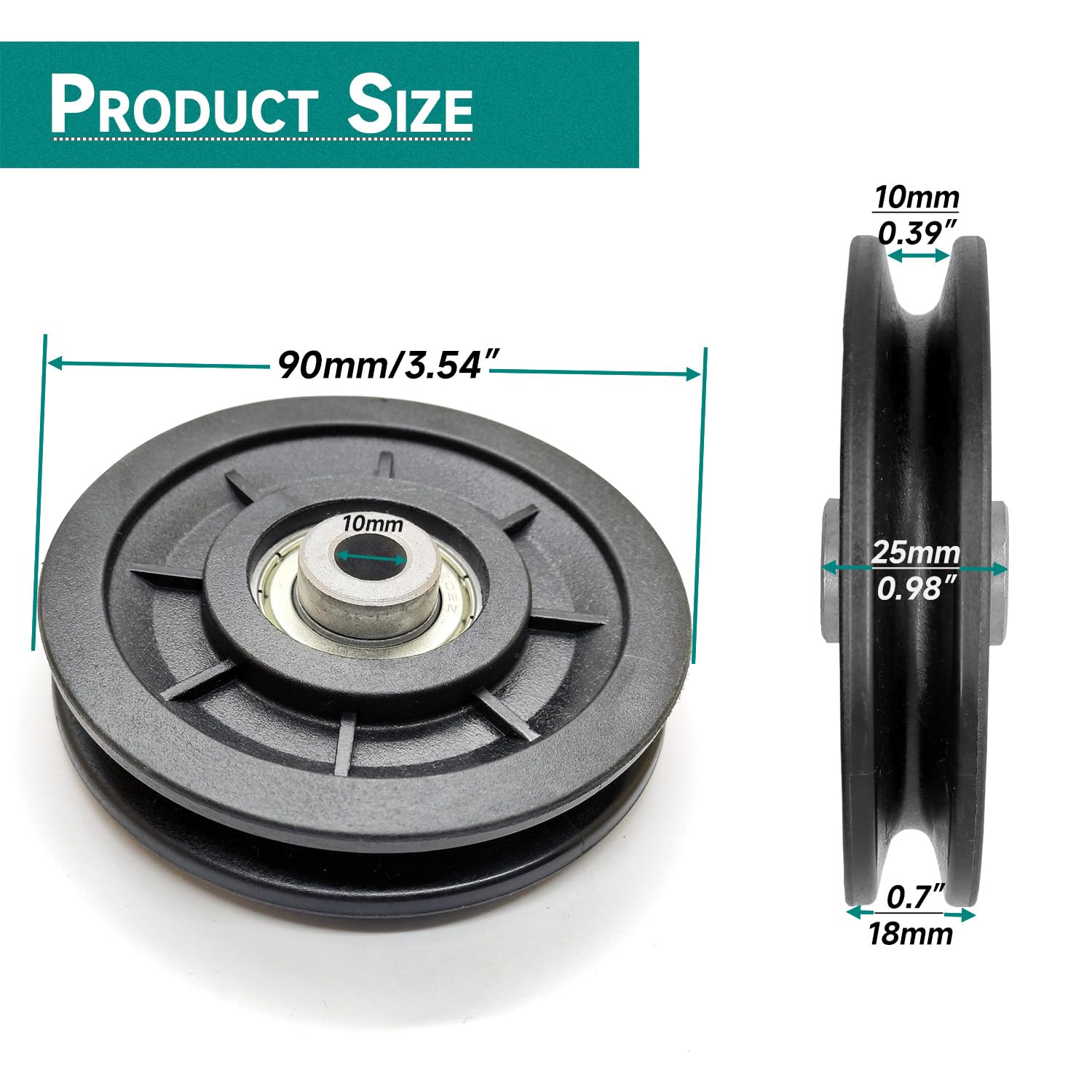 Ruota della puleggia della macchina della palestra 90mm Nucleo di Ferro Cuscinetto in Nylon antiusura per la sostituzione della macchina del cavo di ricambio Home Gym Smith Attacco macchina