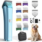 Professional Dog Grooming Clipper with Replacement Blade, 5-in-1 Adjustable Blade Cordless Pet Grooming Kit 2 Speed Trimmer Hair Shaver with Detachable Metal Combs Nova for Animal Horse