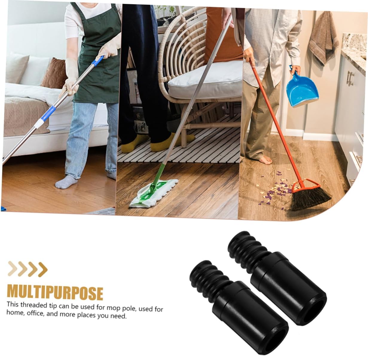 Outanaya 20pcs Threaded Tip Replacement for Mop and Broom Handles Plastic Pole Adapter for Standard Rods Versatile Use for Cleaning Tools