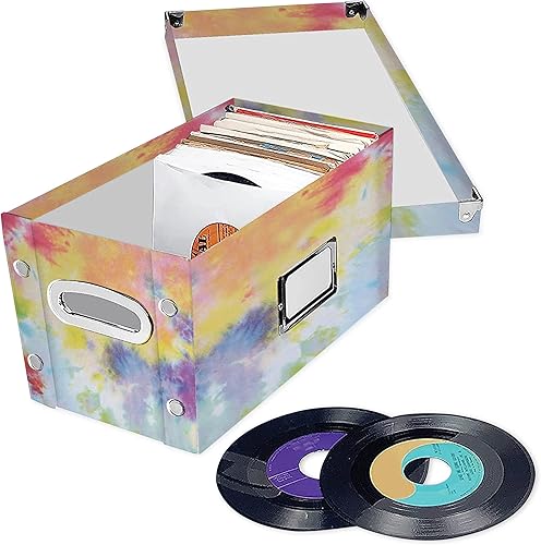 Snap-N-Store Caja de almacenamiento de discos de vinilo, paquete de 1-8.25 x 7.5 x 14.5 pulgadas, soporte LP con tapa para discos de 7 pulgadas,