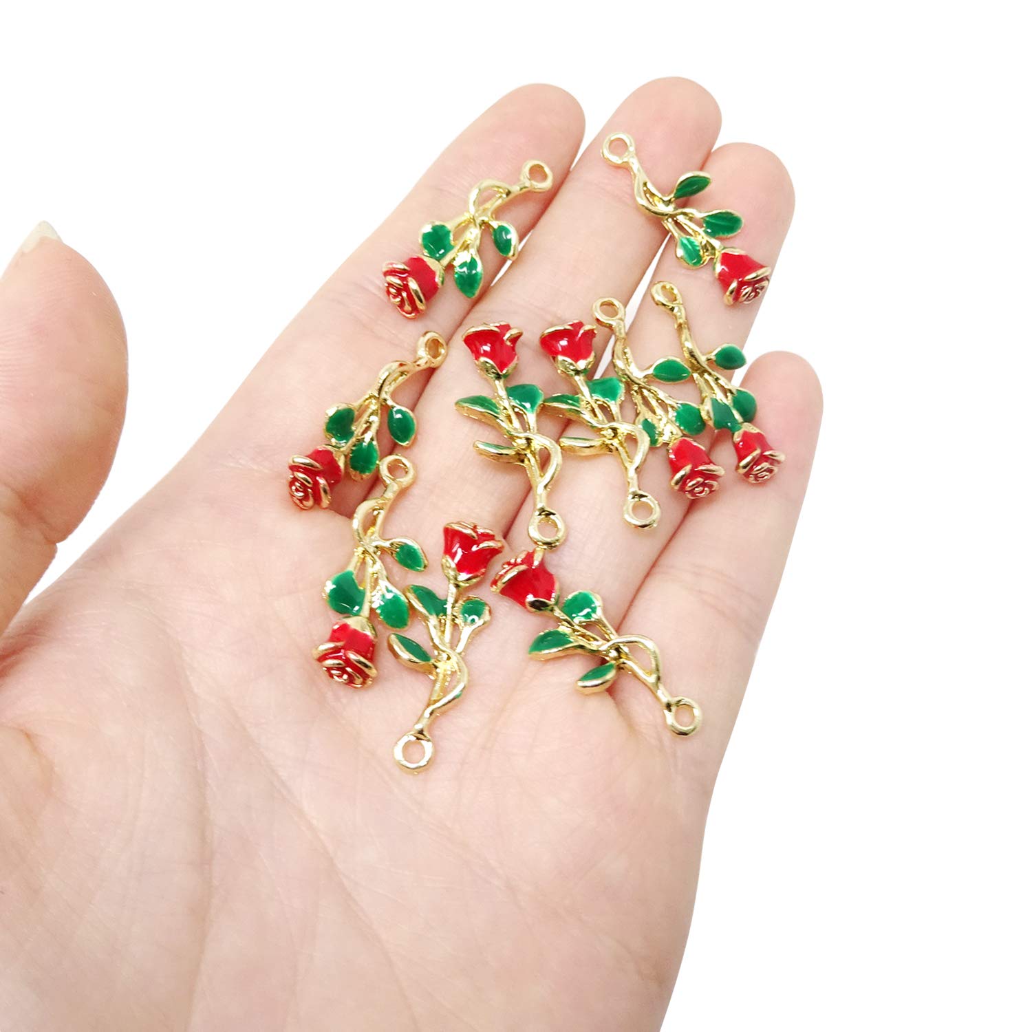 Lot De 31 Pendentifs Roses En Métal Émaillé Pour Création De Bijoux - Charms Pour Bracelets, Colliers DIY - 11