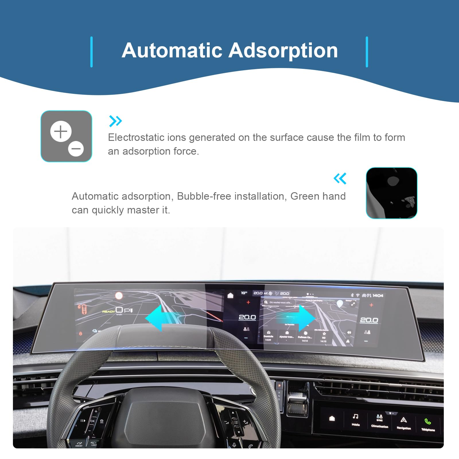 GAFAT Compatible con Nuevo Peugeot 3008 5008 GT Allure 2025 2026 21" Navigation Protector de Pantalla, 21" Nano Protector para e-3008 3 iii 2024 Panoramic i-Cockpit, 6H Antiarañazos [2 Piezas]