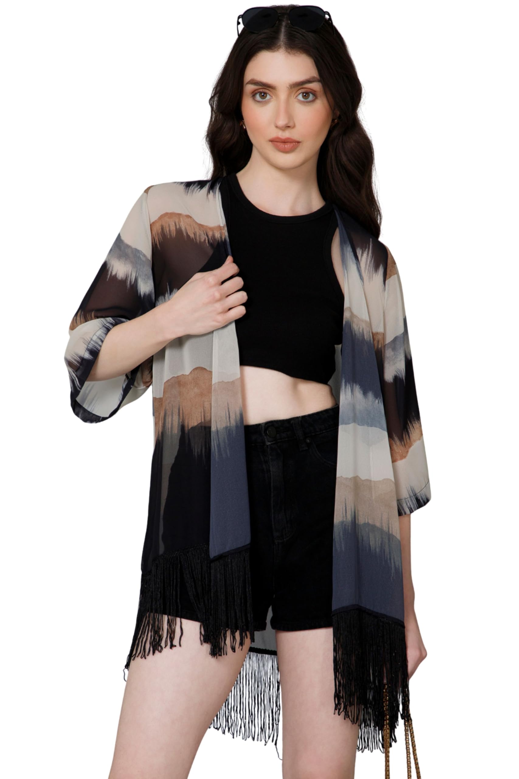 purys Women's Colorblock Kimono Shrug-picture-0