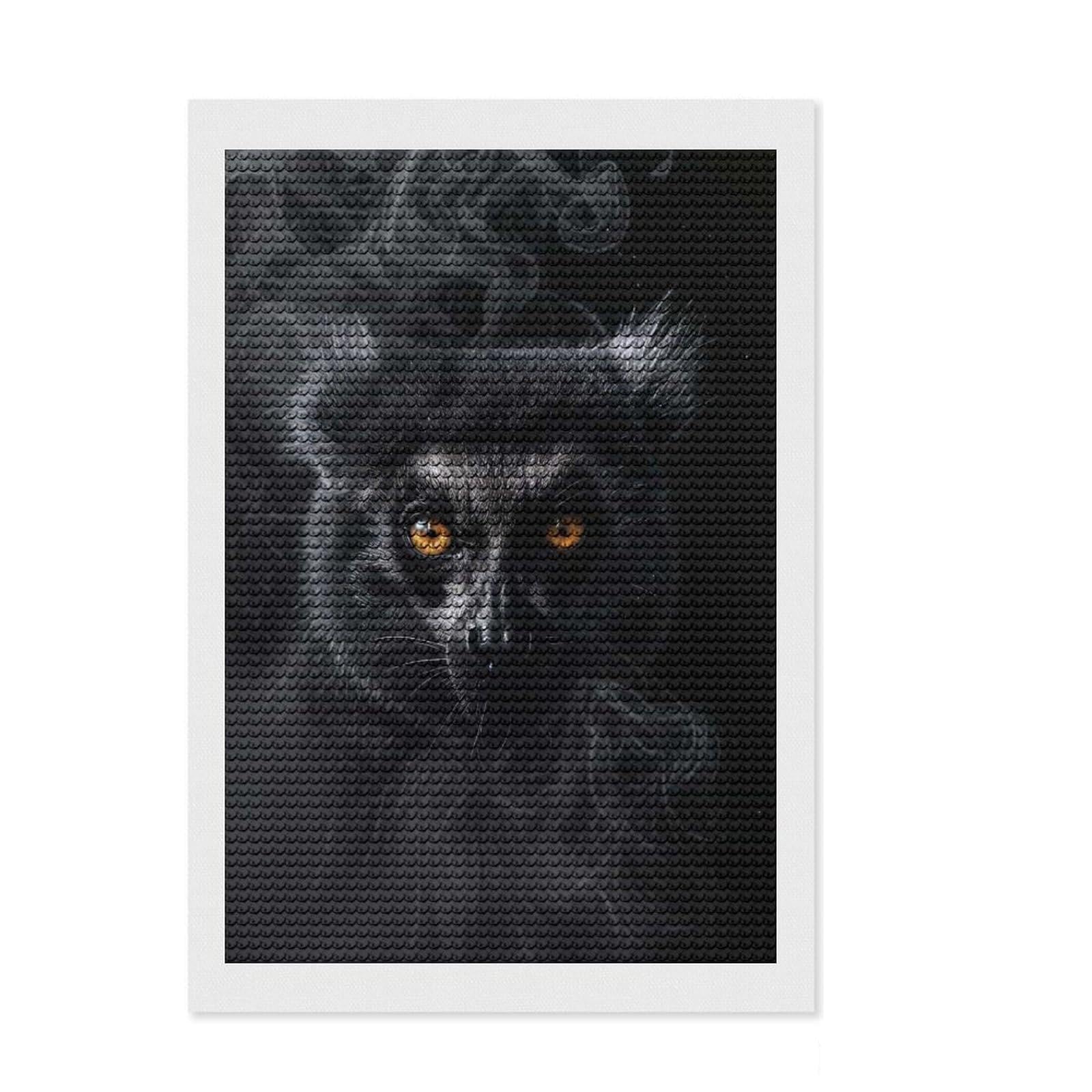 Junmoney Lemur in Black Smoke Full Drill Diamond Painting Kit 8"x12", Boho Decor, for Family Craft Time, Mindful Craft Activity, Gift Idea