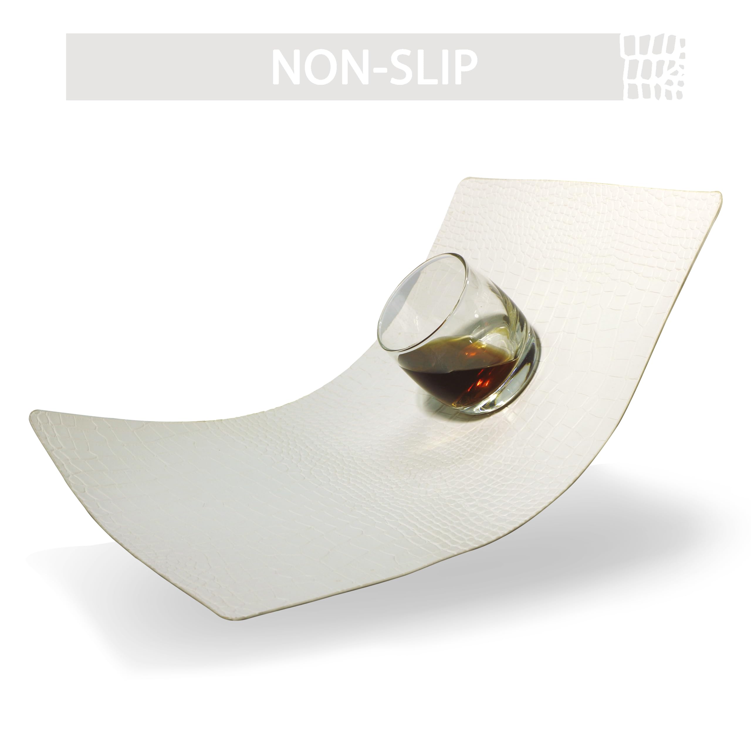 Jovono Set di 6 tovagliette in ecopelle, impermeabili e resistenti al calore, per tavolo da pranzo, antiscivolo, effetto coccodrillo, bianco (45 x 30 cm)