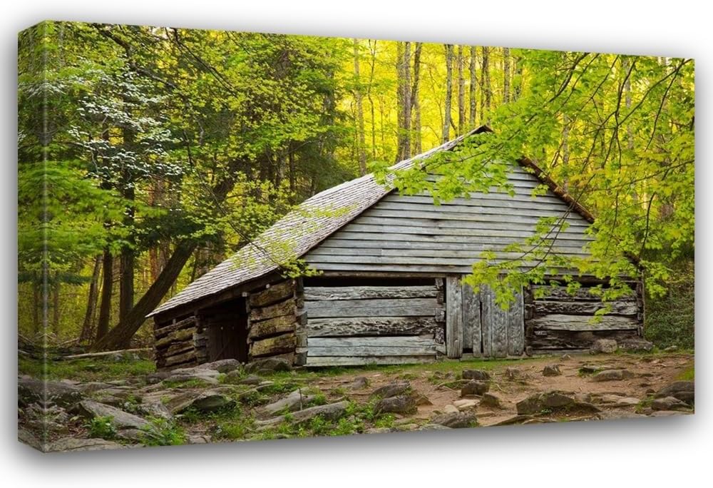 ArtDirect Tennessee Old barn at Bud Ogle cabin along Roaring Fork Nature Trail Custom Framed Art Print Giclee Print or Canvas Options with Various Sizes and Customization by Wells, Joanne