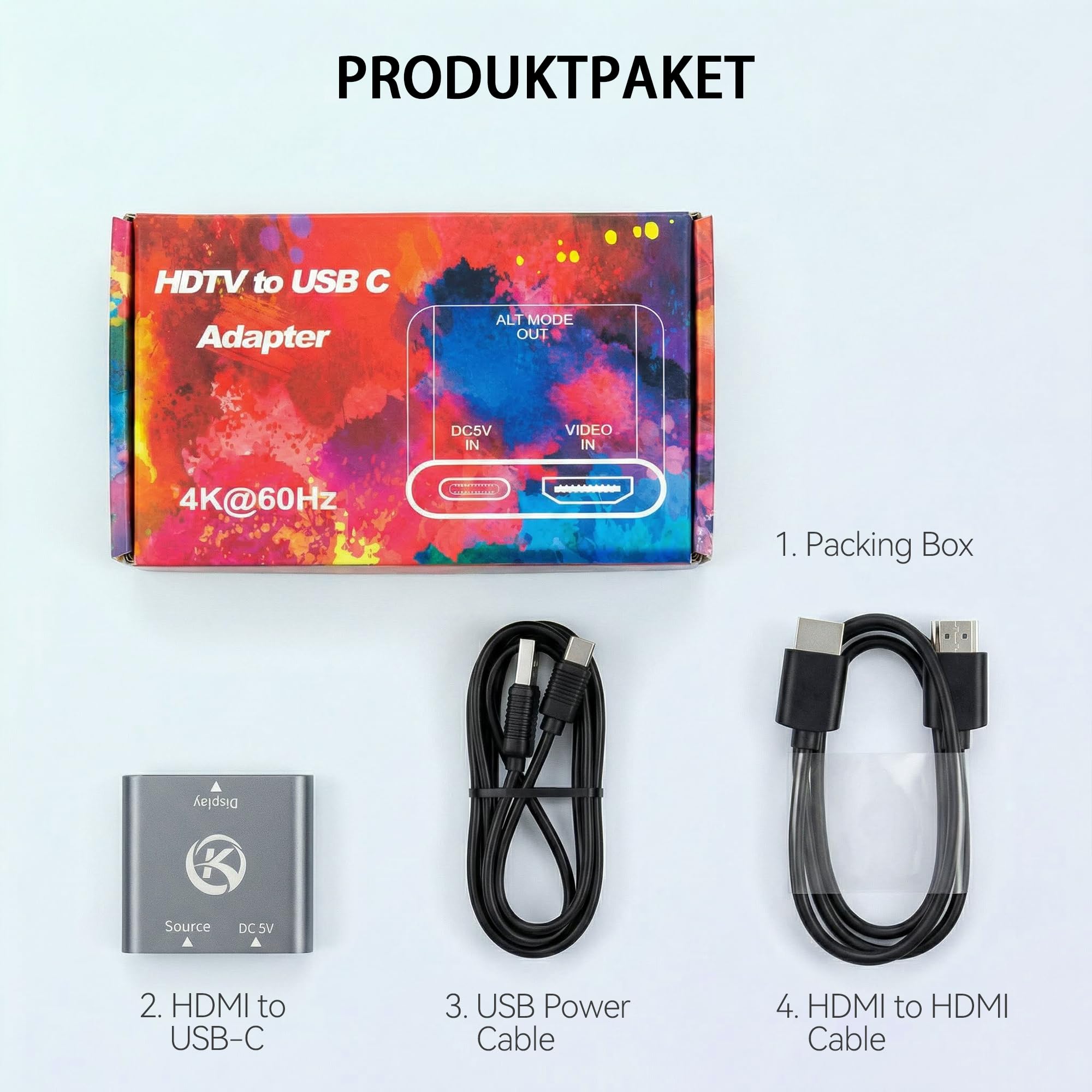 HDMI-auf-USB-C-Adapter für Switch OLED/Switch 2,PS4/5,Xbox,TV-Box,HDMI-Stecker (Quelle) auf USB-C-Buchse (Display),kompatibel mit RayNeo/Xreal/Rokid/Viture AR-Brille/tragbarem Monitor, 4K 60Hz