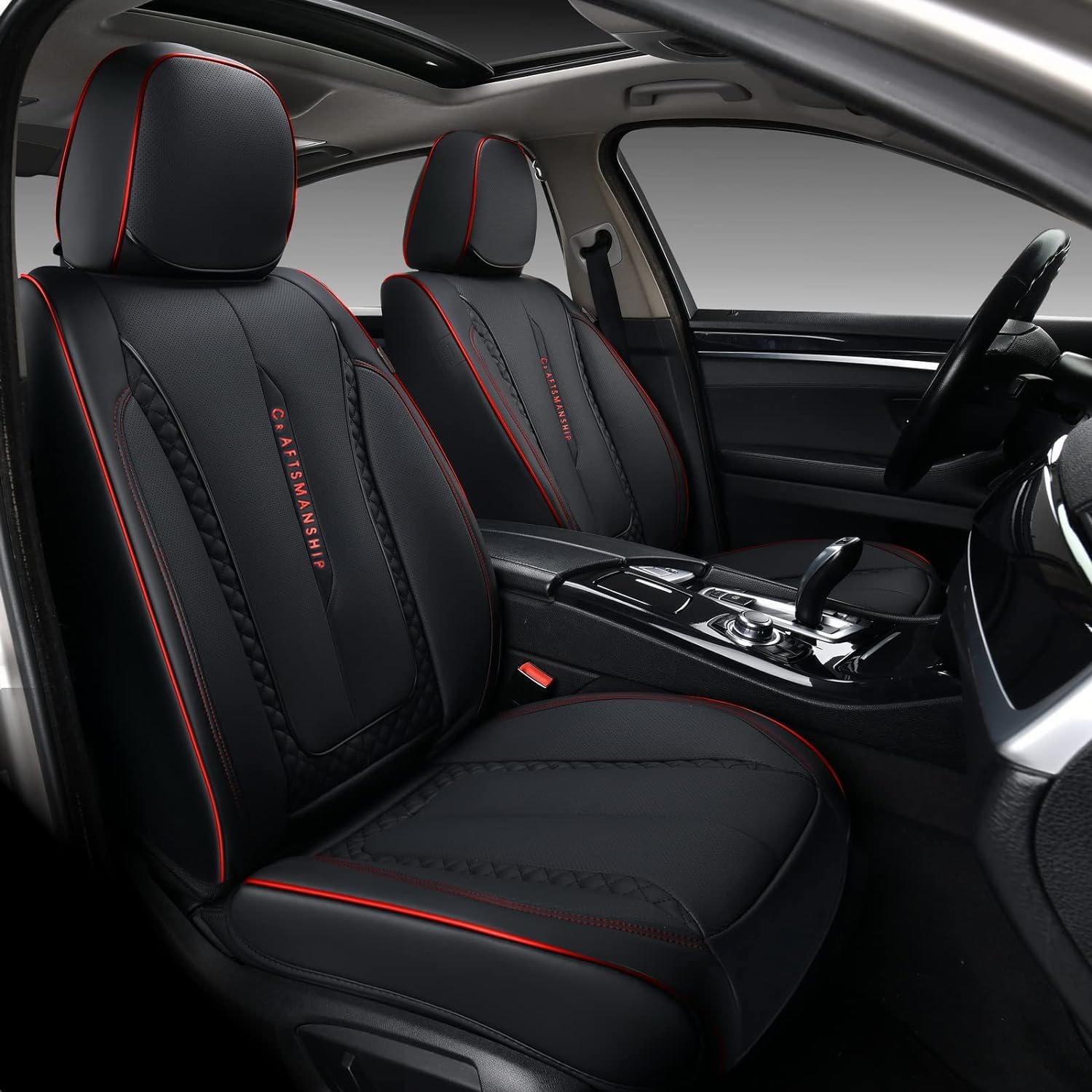 Coverado Car Seat Cover, Car Seat Covers Front Seats, Red Seat Covers Front Seats, Nappa Leather Waterproof Car Seat Cover, Car Seat Cushion, Car Seat Protector Universal Fit Most Cars