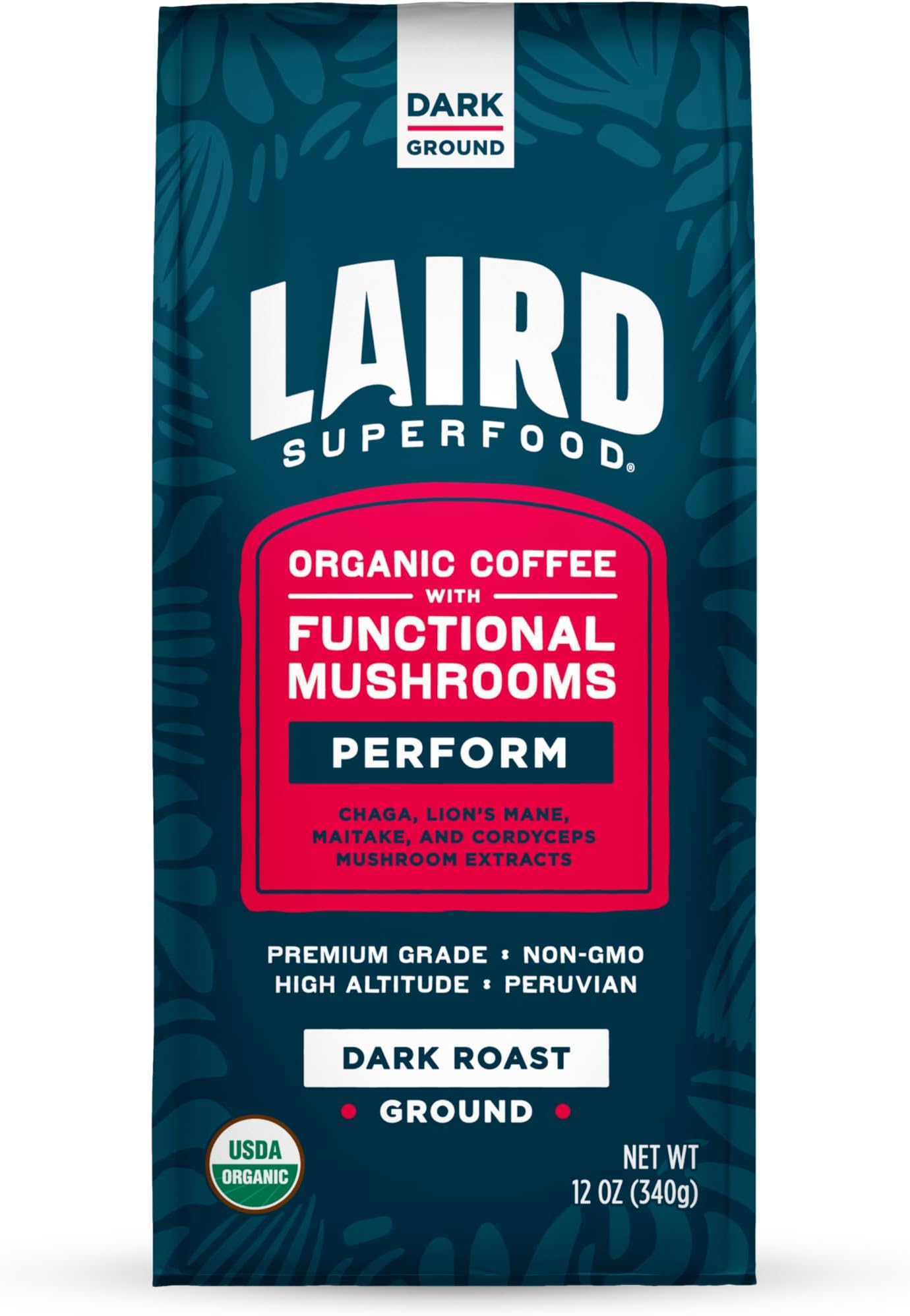 Laird Superfood Dark Roast Ground Mushroom Coffee