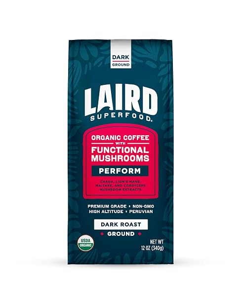 Laird Superfood Peruvian Dark Roast Coffee with Functional Mushrooms