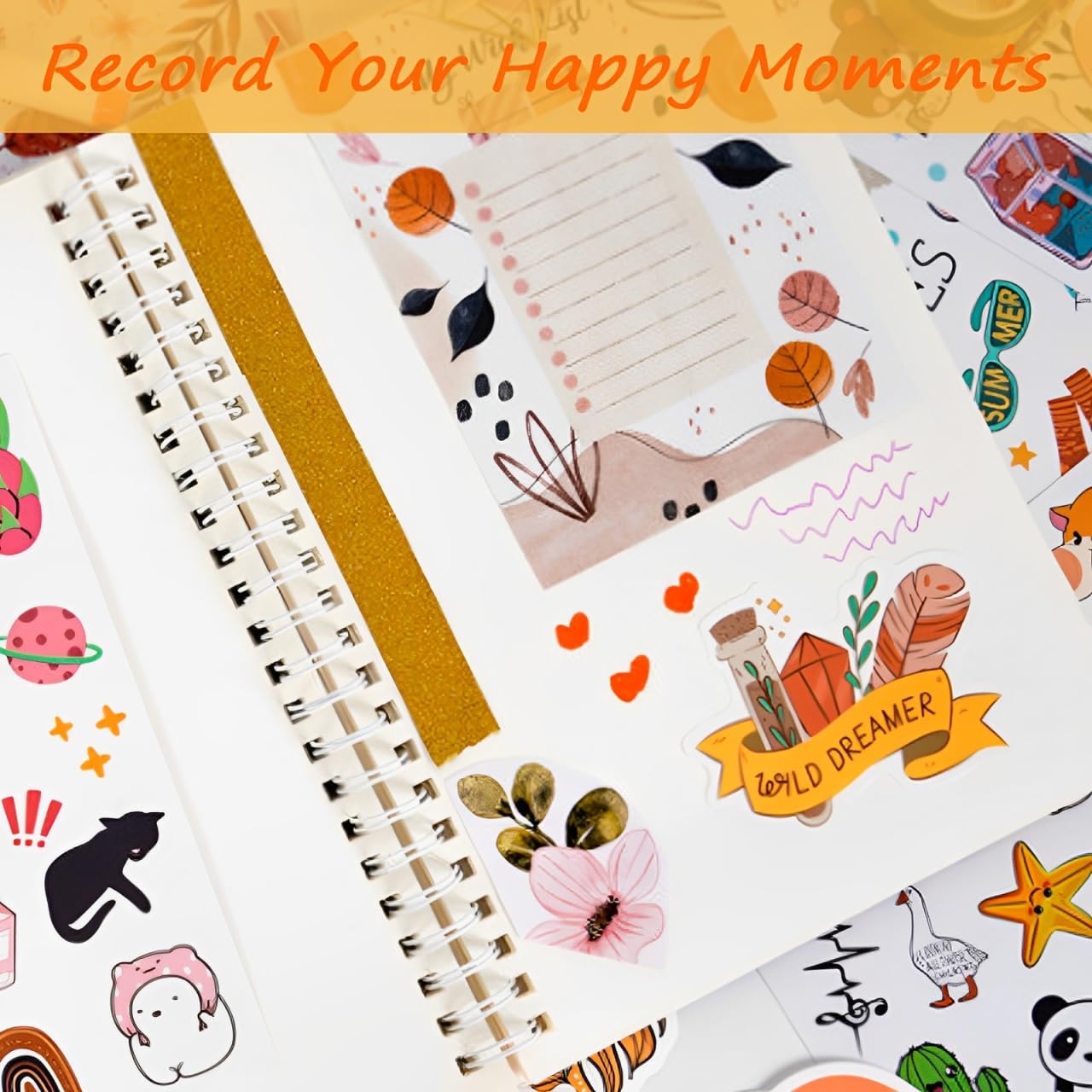 ROEOWENE Kit Scrapbooking 410 Pezzi - Adesivi Vintage, Carte, Nastro Per Journaling - Foto 8