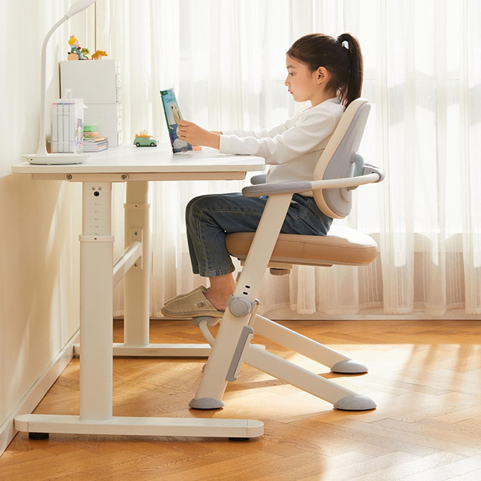 Ergonomiczne krzesło biurowe dla dzieci, dzieci, nauka, uczeń, komputer, dom, szkoła, biuro, kontrola wysokości dla rodzin, szkół i biur (kolor: zielony) Star of Light