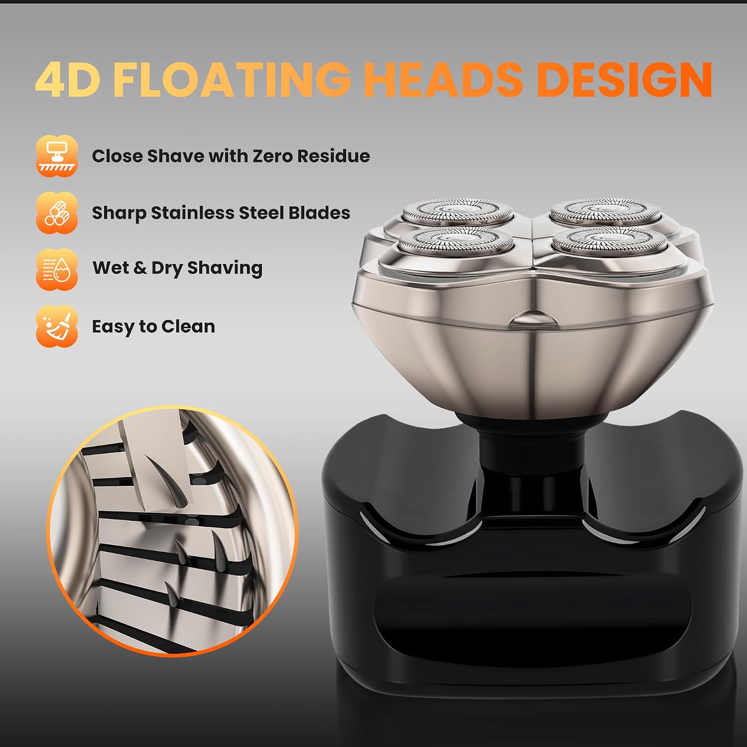 2 Pack Pro 4 Shaver Replacement Blades Compatible with Skulls Pitbulls Series Gold/Silver/Platinum/Butterfly Kiss PRO Head Shavers, Floating 4 Heads Design, Shaver Replacement Blade