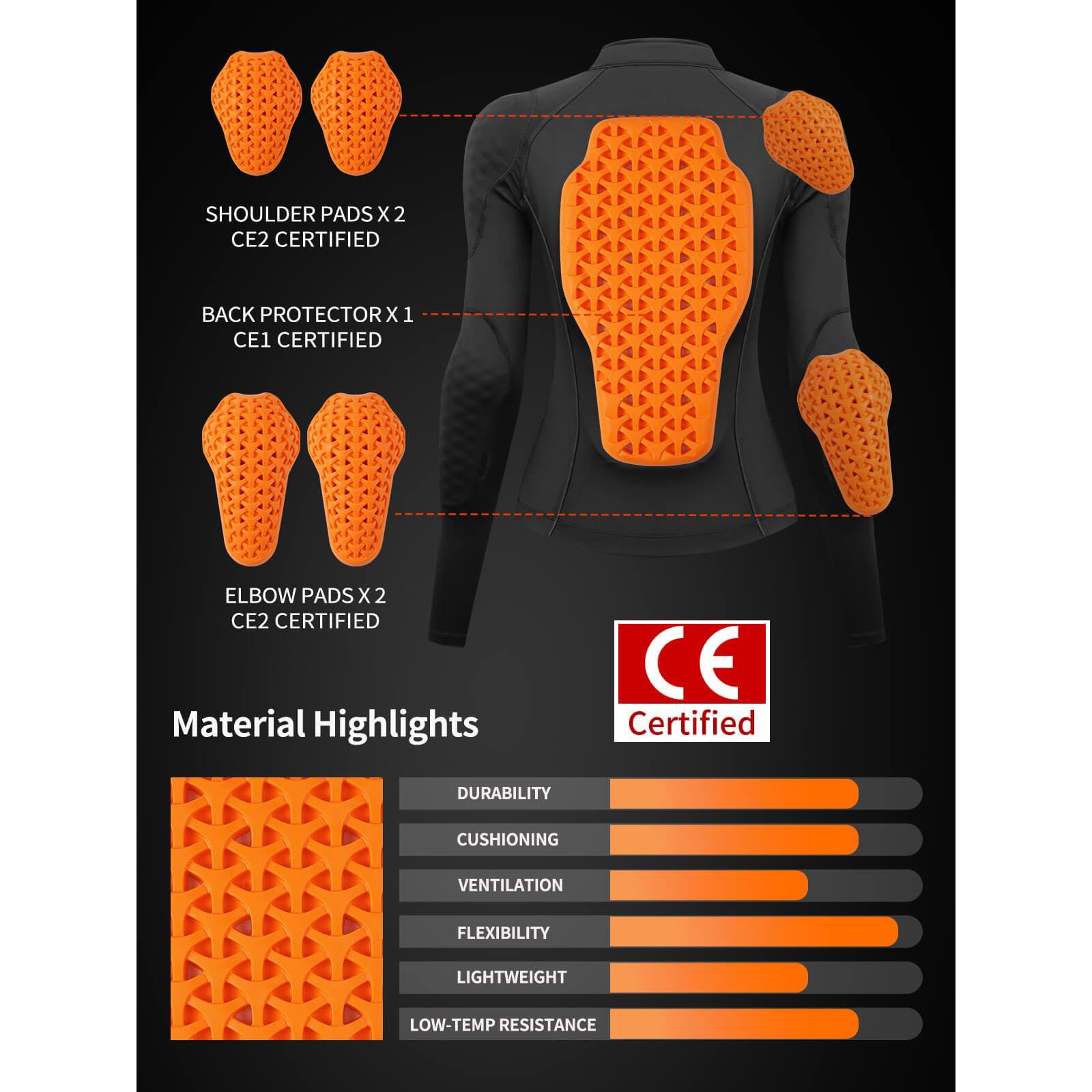 Damen-Motorradjacke aus Mesh, CE-zertifiziert, mit Protektoren, atmungsaktive Motocross-Schutzjacke, Softshell-Fahrshirt mit Protektoren, gut sichtbare Reflektoren für Straße