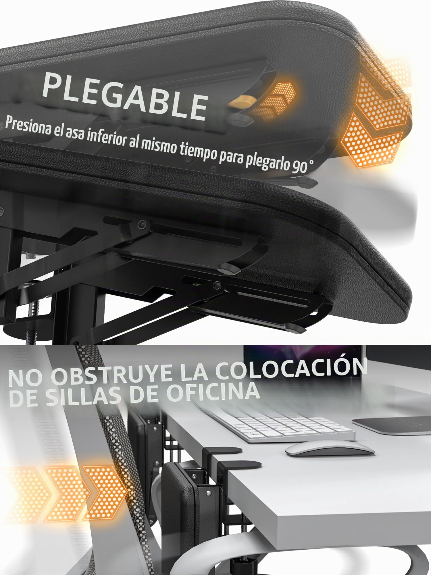 NODOCA Reposabrazos para escritorio, reposamuñecas ergonómico, extensor de escritorio, esponja suave integrada, cómodo soporte de codo plegable, envuelto en cuero ecológico