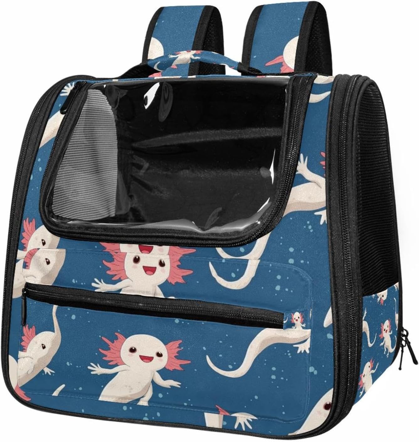 Portable Travel pet Backpack Carrier Hamster Bag Small Dog cat Carrier Breathable Hang Bag, Axolotl
