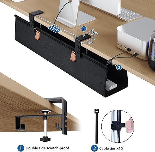 Miniatura 3 de Zilink Bandeja de gestión de cables sin perforación para debajo del escritorio Organizador de cables de 76 cm para sujetador de mesa/montaje