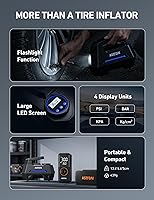 Vista 7 de AstroAI - Inflador de neumáticos - Compresor de aire portátil para neumáticos - Bomba automática de 12 V CC con manómetro digital, 100 PSI, con luz